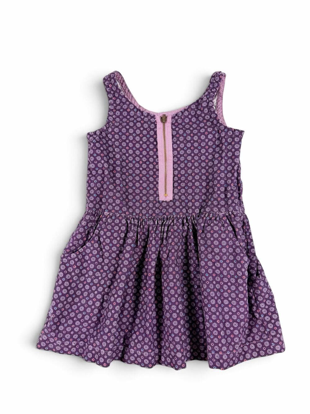 Tea Collection Girls Purple Circle Print Zip Pocket Dress Size 3